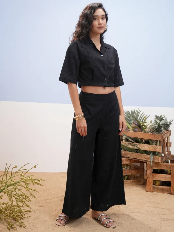 Vara By Vishudh Women Black Shirt With Palazzos