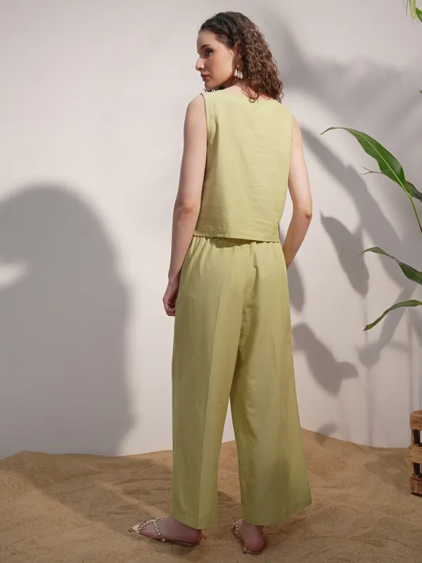 Vara By Vishudh Women Green Top With Trouser