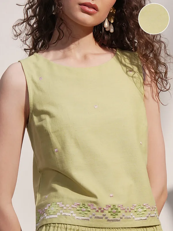 Vara By Vishudh Women Green Top With Trouser