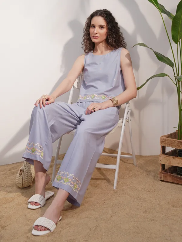 Vara By Vishudh Women Blue Top With Trouser