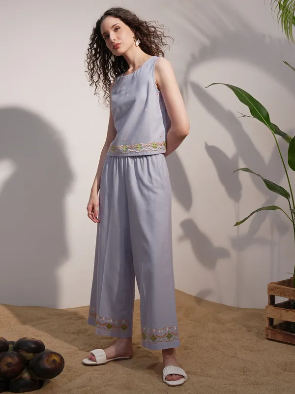 Vara By Vishudh Women Blue Top With Trouser