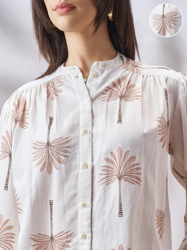 Vara By Vishudh Women Tan Shirt With Shorts Co-Ords