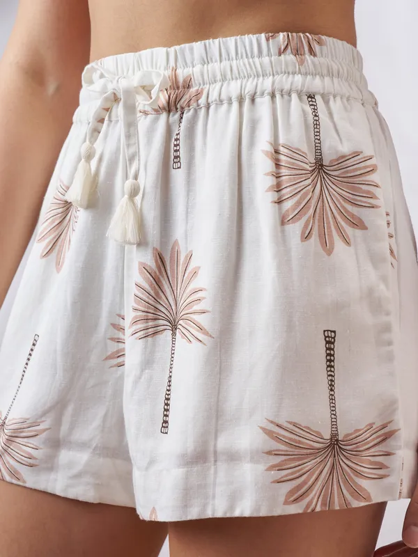 Vara By Vishudh Women Tan Shirt With Shorts Co-Ords