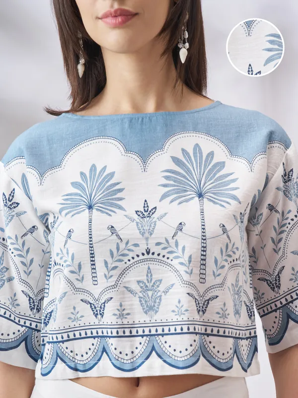 Vara By Vishudh Women Off White Top With Palazzo Co-Ords