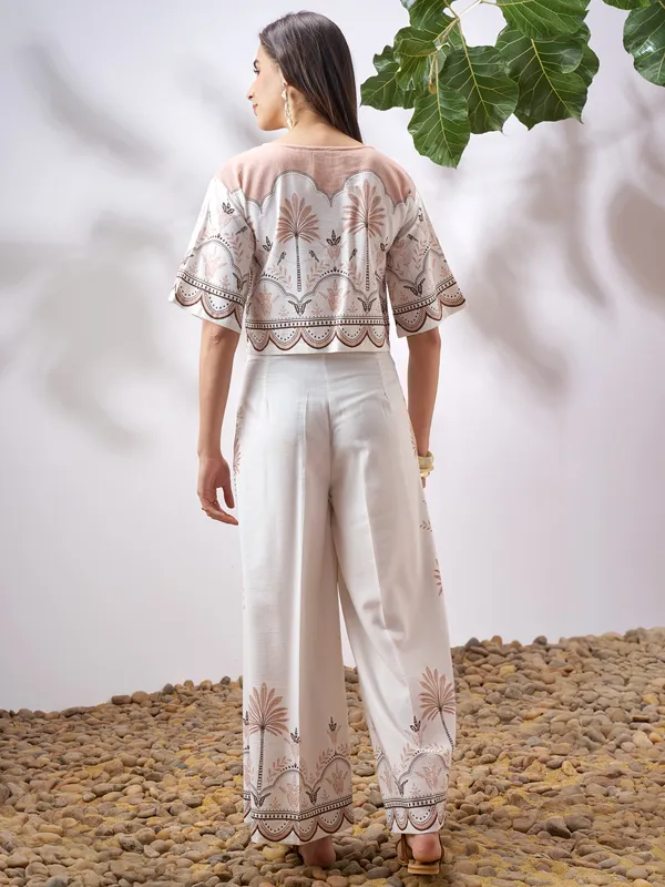 Vara By Vishudh Women Tan Top With Palazzo Co-Ords