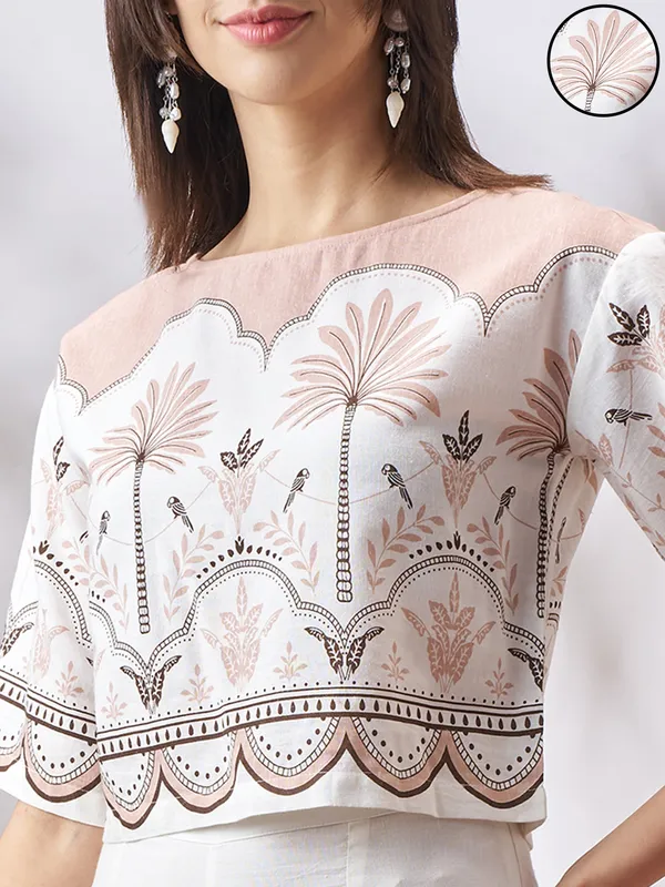 Vara By Vishudh Women Tan Top With Palazzo Co-Ords