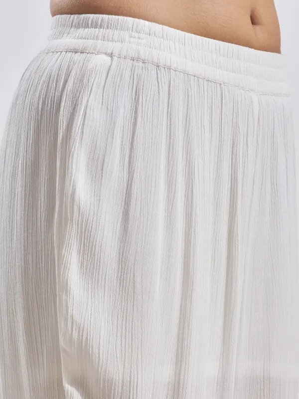 Vara By Vishudh Women White Top With Trouser Co-Ords