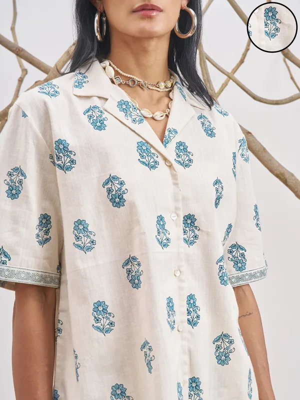 Vara By Vishudh Women Off White Shirt With Shorts