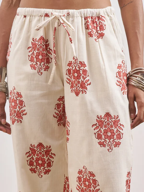 Vara By Vishudh Women Off White Shirt With Trouser