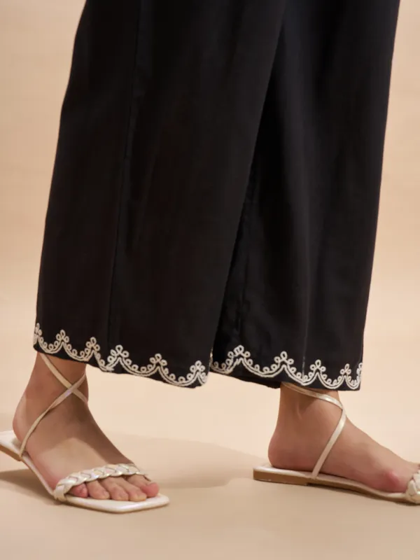 Vara By Vishudh Women Black Top With Trouser Co-Ords