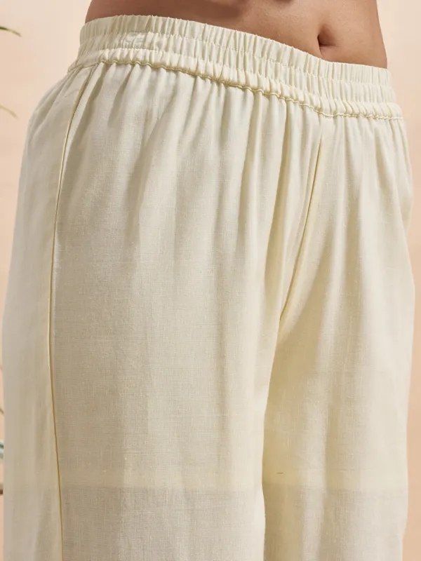 Vara By Vishudh Women Cream Top With Trouser Co-Ords