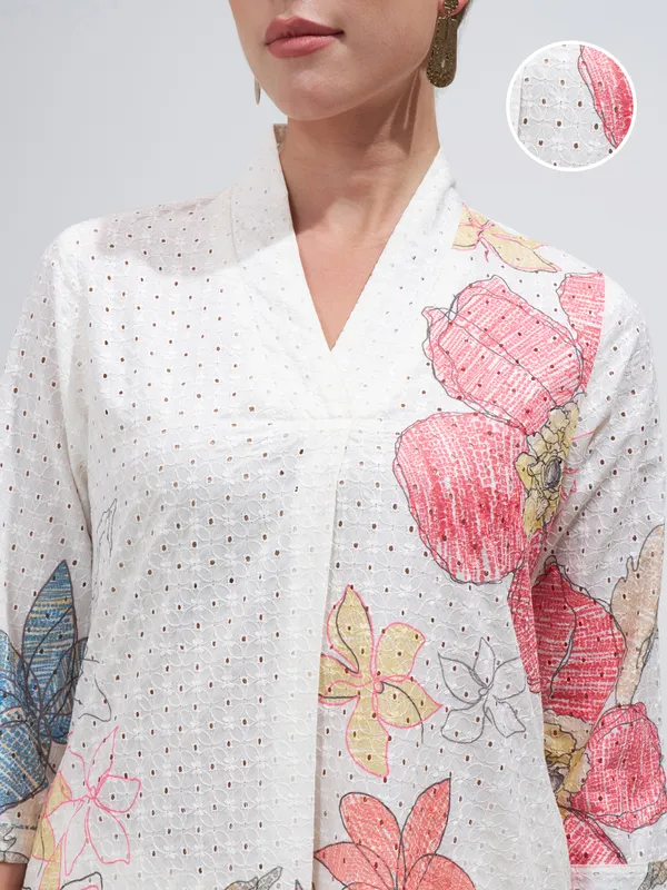 Vara By Vishudh Women Off White Shirt With Palazzo Co-Ords