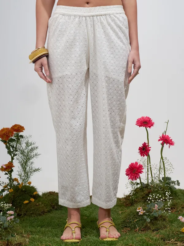 Vara By Vishudh Women Off White Shirt With Palazzo Co-Ords