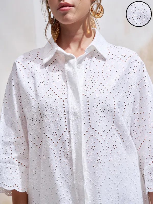 Vara By Vishudh Women White Shirt With Trouser Co-Ords