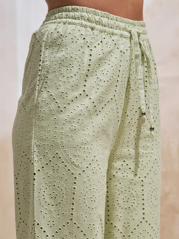 Vara By Vishudh Women Green Shirt With Trouser Co-Ords