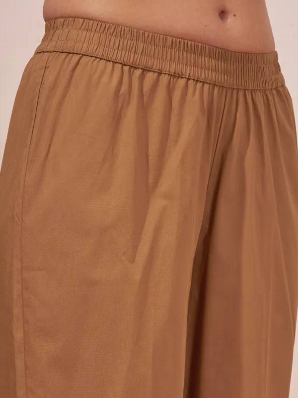 Vara By Vishudh Women Brown Printed Kurta With Trouser