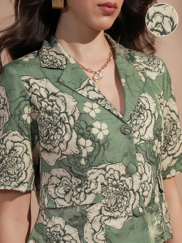 Vara By Vishudh Women Green Top With Trouser Co-Ords