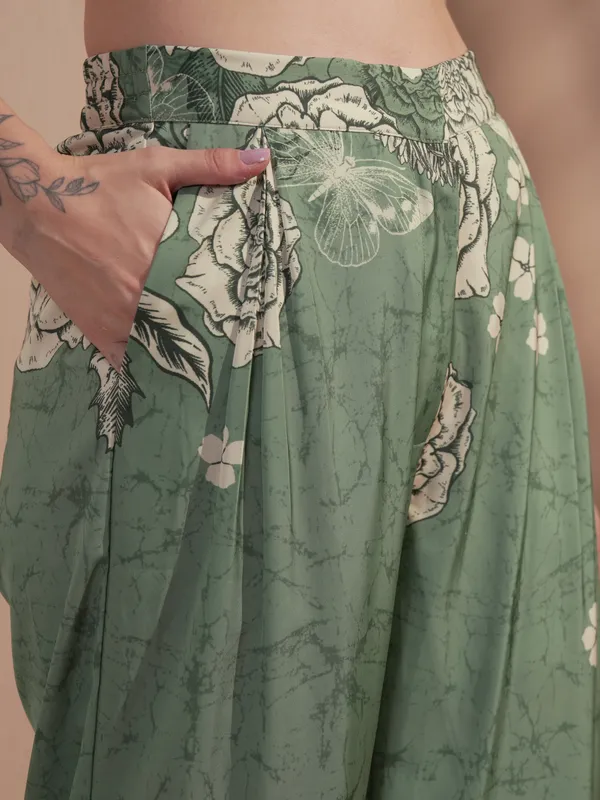 Vara By Vishudh Women Green Top With Trouser Co-Ords