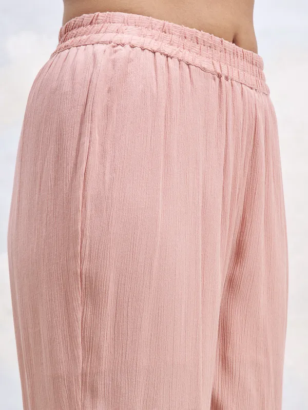 Vara By Vishudh Women Pink Embroidered Kurta With Trouser