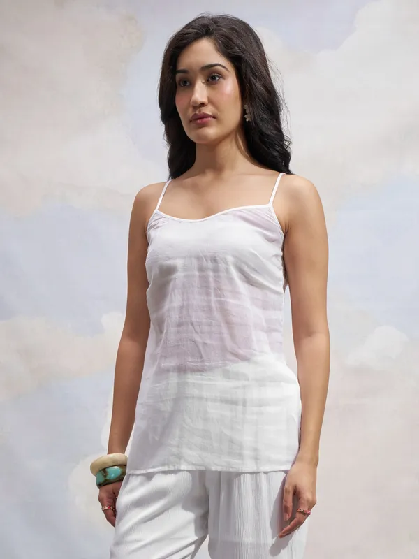 Vara By Vishudh Women White Printed Straight Kurta