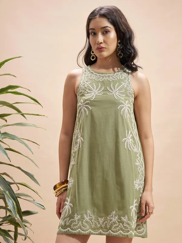 Embroidered A-Line Dress