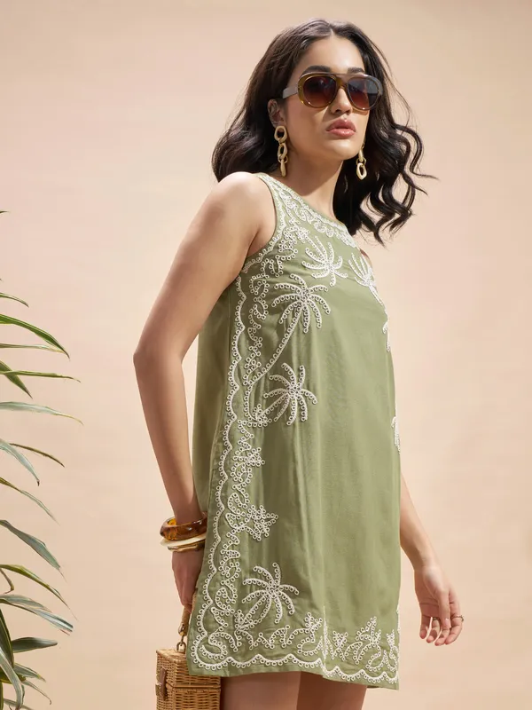 Embroidered A-Line Dress