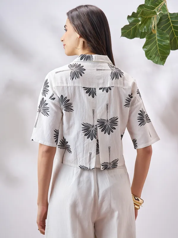 Vara By Vishudh Women Off White Printed Casual Shirt