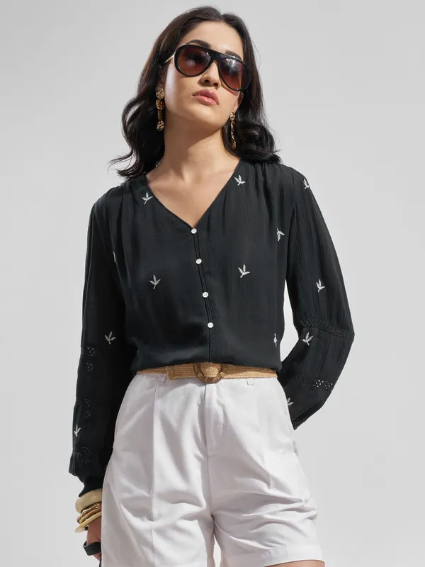 V-Neck Embroidered Tunic