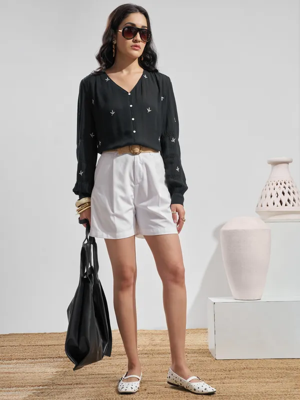 V-Neck Embroidered Tunic