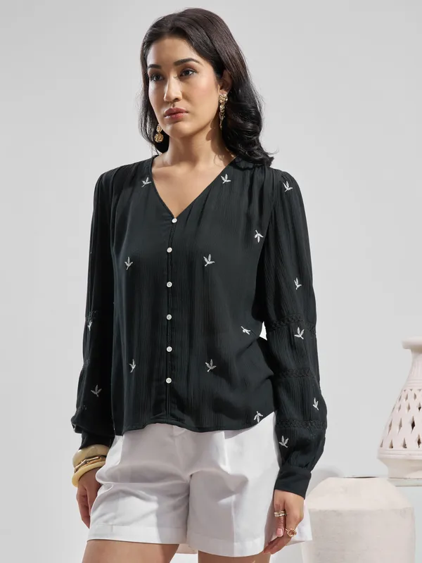 V-Neck Embroidered Tunic