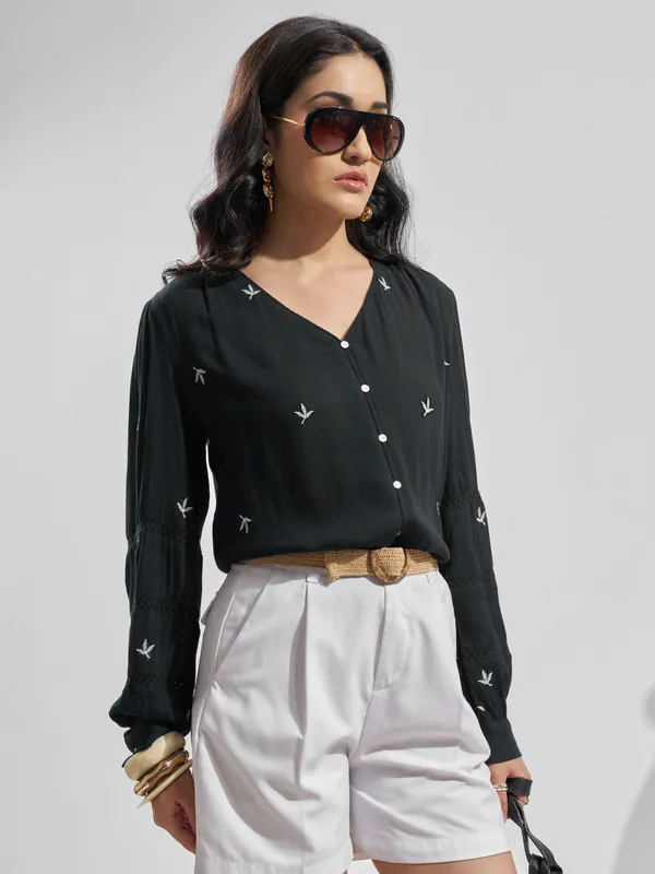 V-Neck Embroidered Tunic