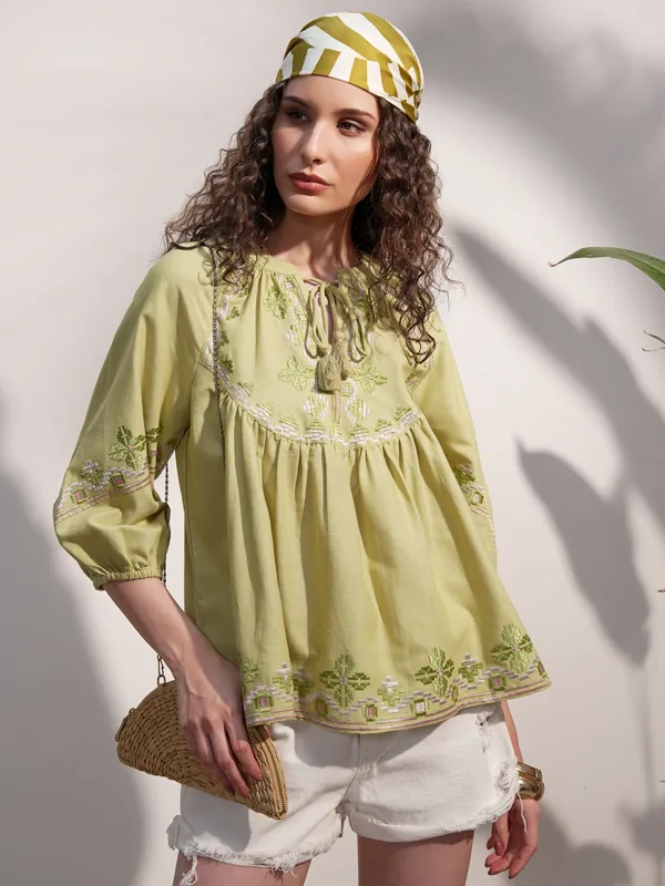 Embroidered A-Line Top