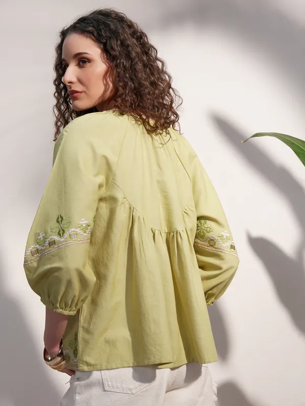 Embroidered A-Line Top