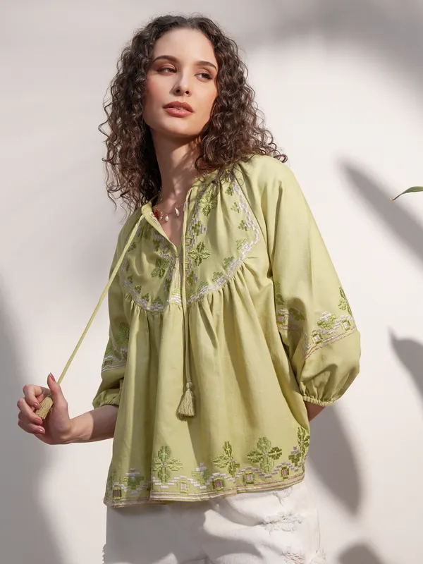 Embroidered A-Line Top