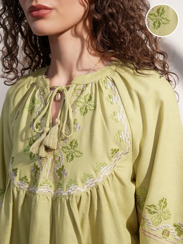 Embroidered A-Line Top