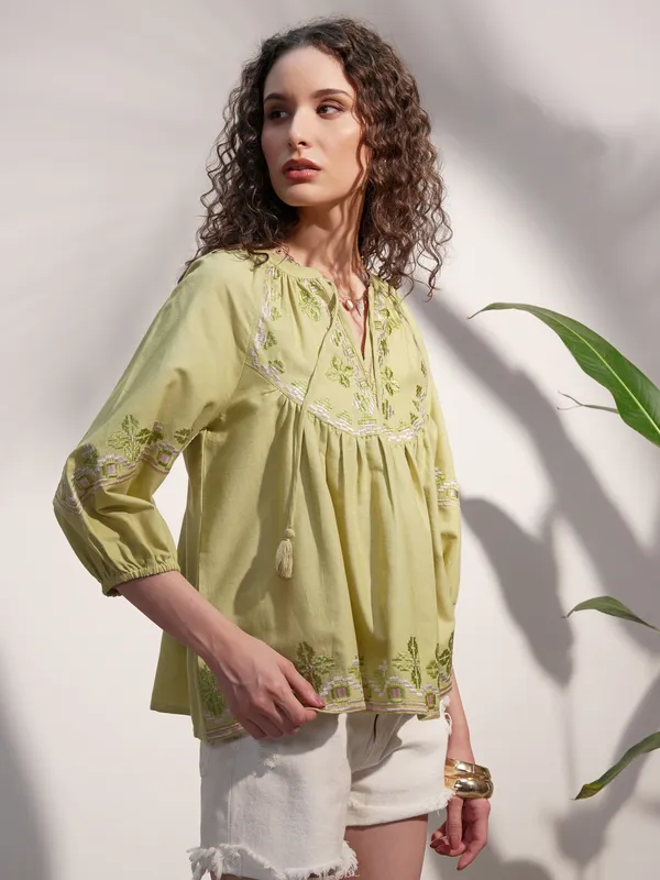 Embroidered A-Line Top