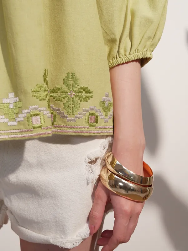 Embroidered A-Line Top