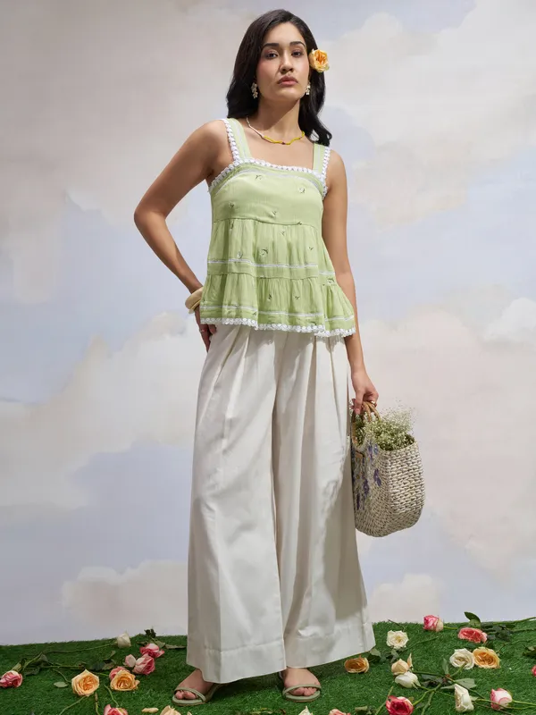 Embroidered Tiered Top