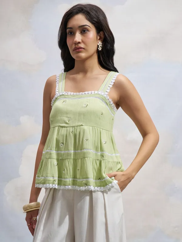 Embroidered Tiered Top