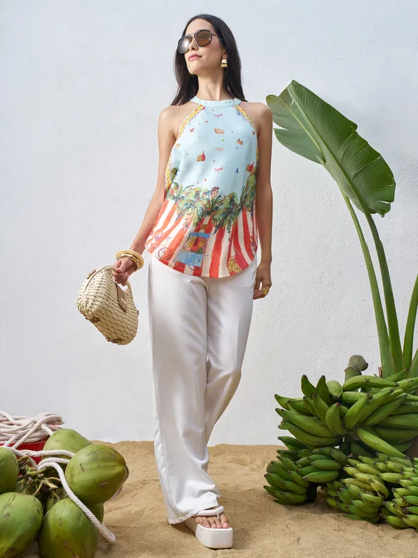 Vara By Vishudh Women Blue Printed Top