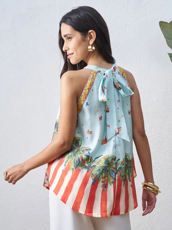 Vara By Vishudh Women Blue Printed Top