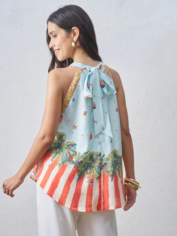 Vara By Vishudh Women Blue Printed Top