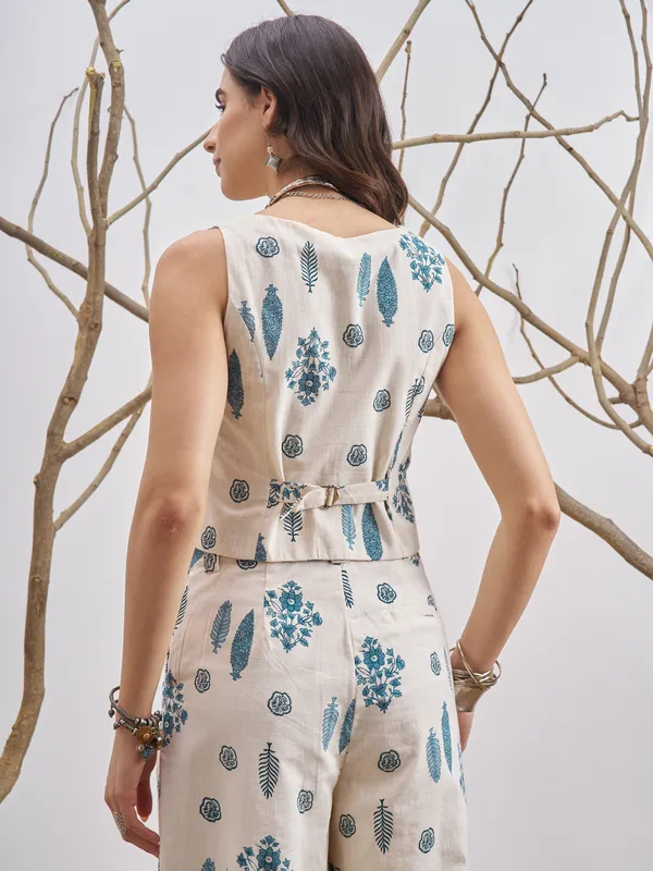 Vara By Vishudh Women Off White Hip Length OverTops