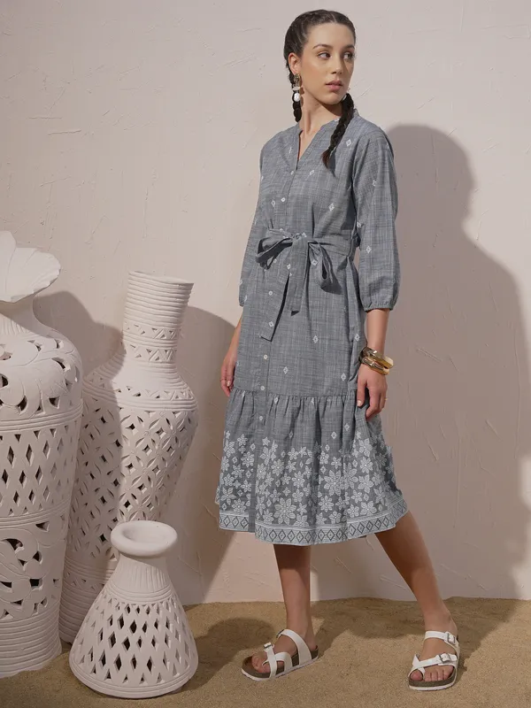 Printed Fit And Flare Dress