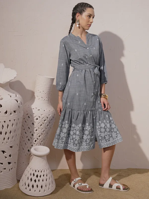 Printed Fit And Flare Dress