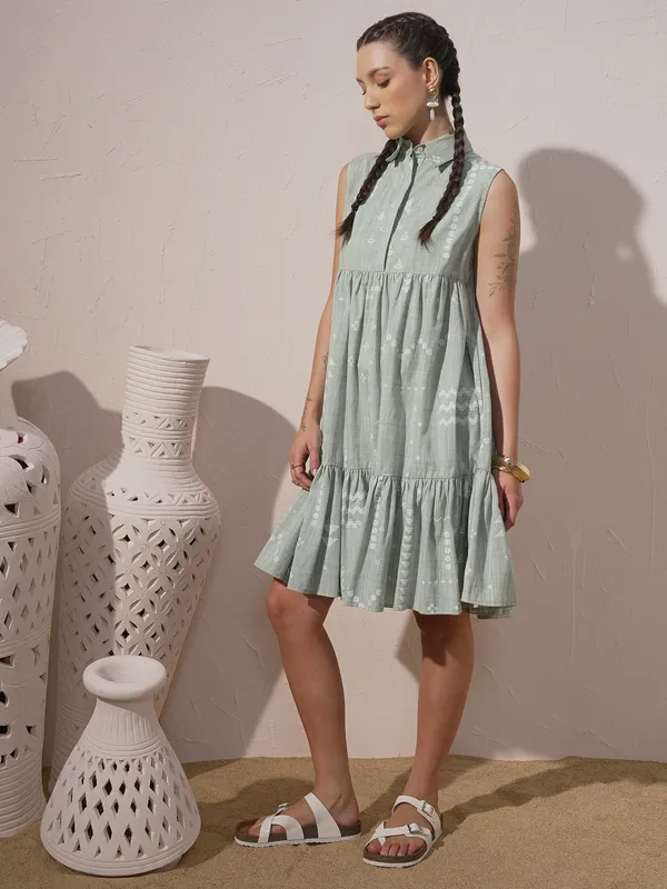 Printed Drop-Waist Dress