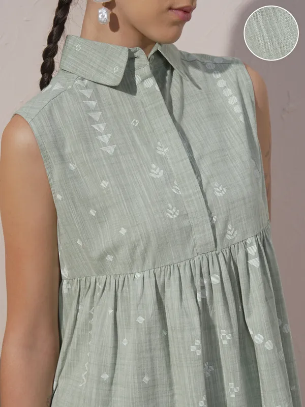 Printed Drop-Waist Dress