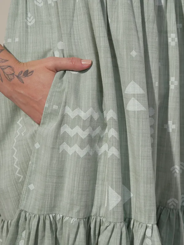 Printed Drop-Waist Dress