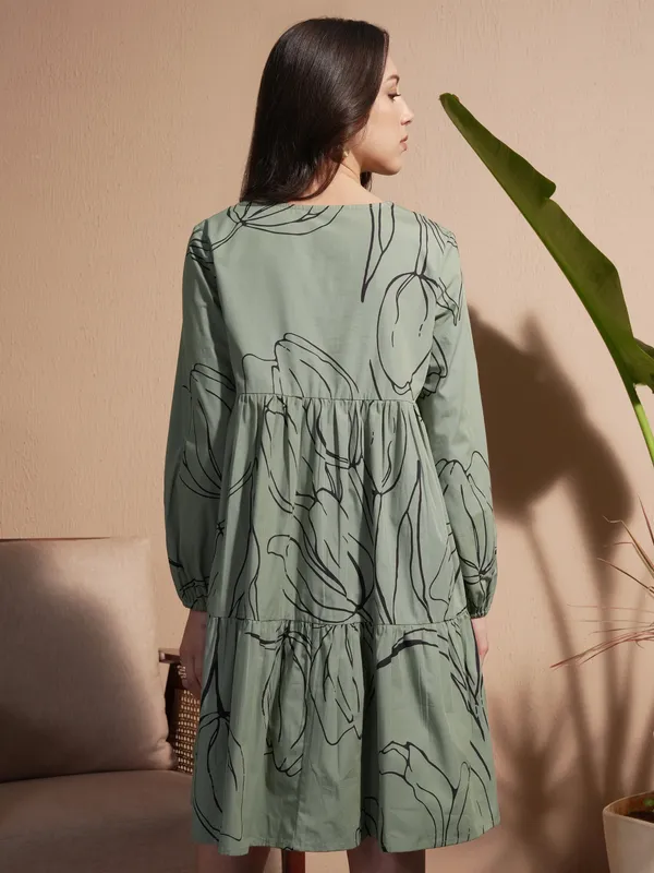 Printed Drop-Waist Dress