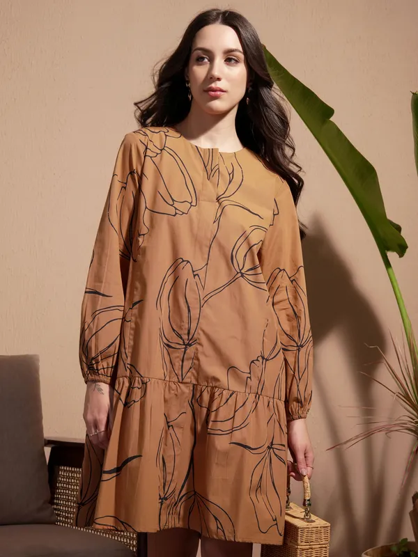 Printed Drop-Waist Dress